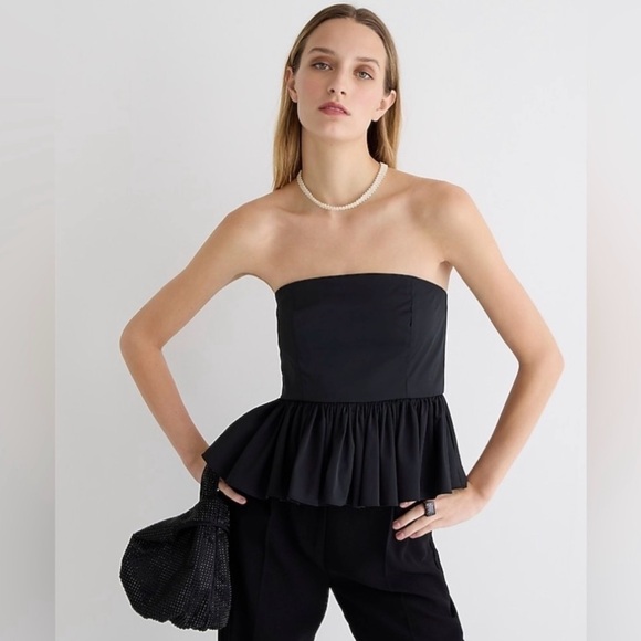J Crew peplum, strapless, black crop top - Picture 2 of 5